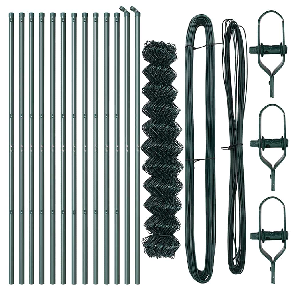 vidaXL Σετ Στύλων Φράχτη Πράσινο 1.2 x 25 m Επικαλυμμένος Χάλυβας