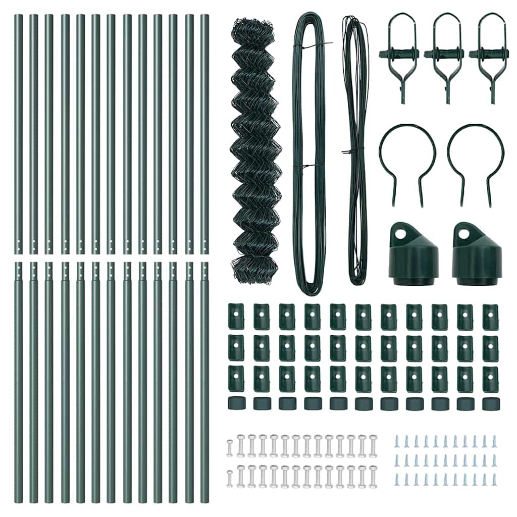 vidaXL Σετ Στύλων Φράχτη Πράσινο 1.4 x 25 m Επικαλυμμένος Χάλυβας