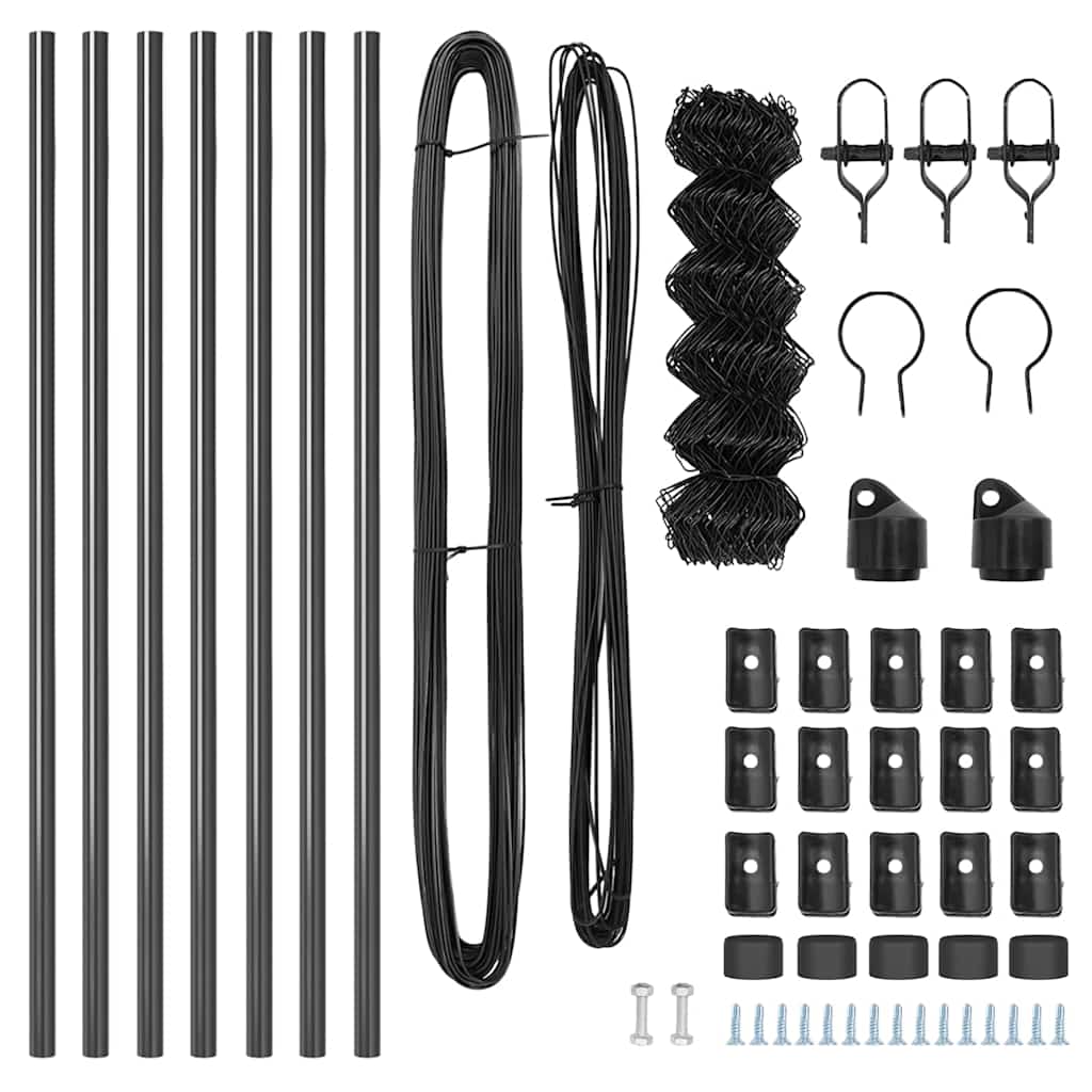 vidaXL Σετ Στύλων Φράχτη Γκρι 0.4 x 10 μ Επικαλυμμένος Χάλυβας