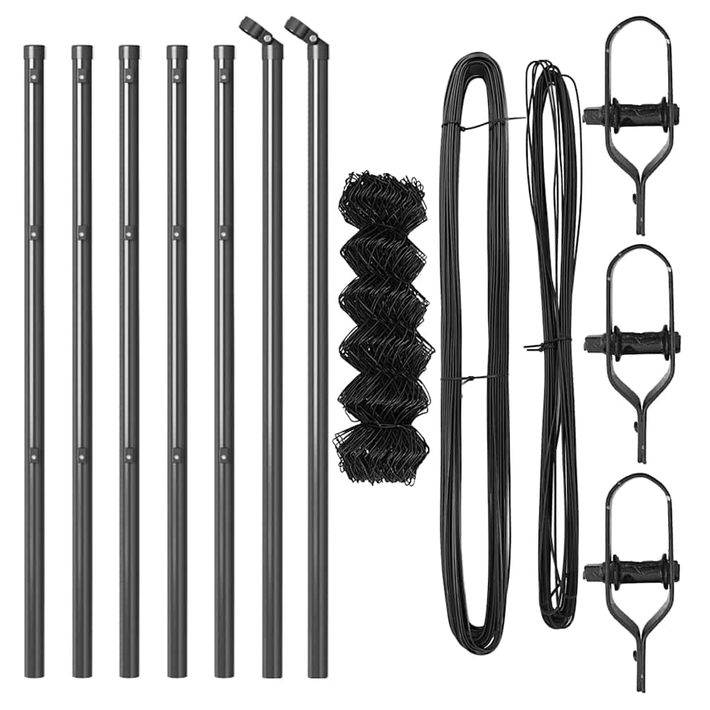 vidaXL Σετ Στύλων Φράχτη Γκρι 0.4 x 10 μ Επικαλυμμένος Χάλυβας