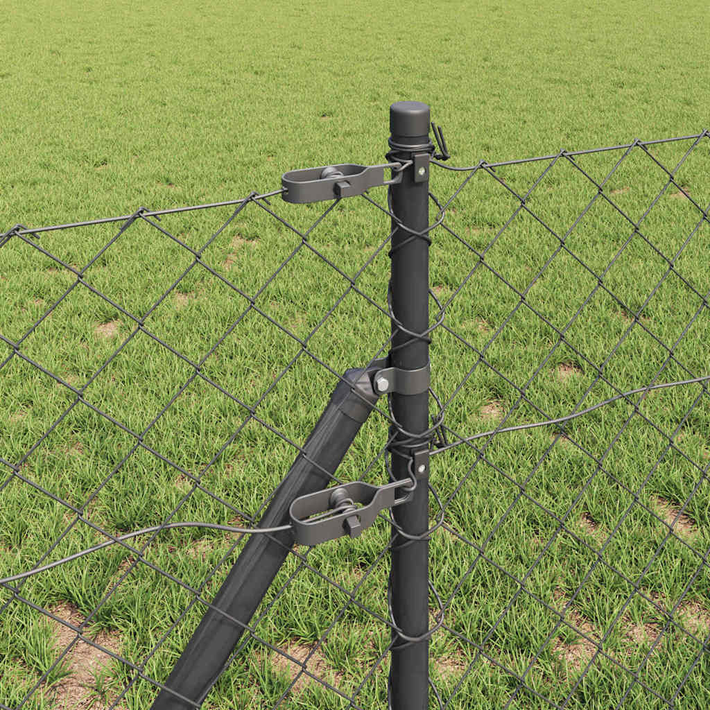 vidaXL Σετ Στύλων Φράχτη Γκρι 0.6 x 10 μ Επικαλυμμένος Χάλυβας