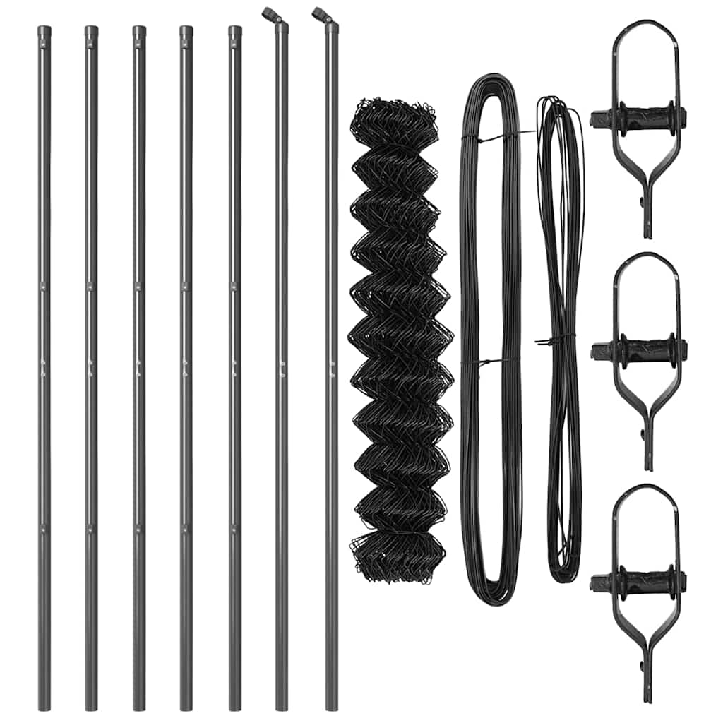 vidaXL Σετ Στύλων Φράχτη Γκρι 1.2 x 10 m Επικαλυμμένος Χάλυβας