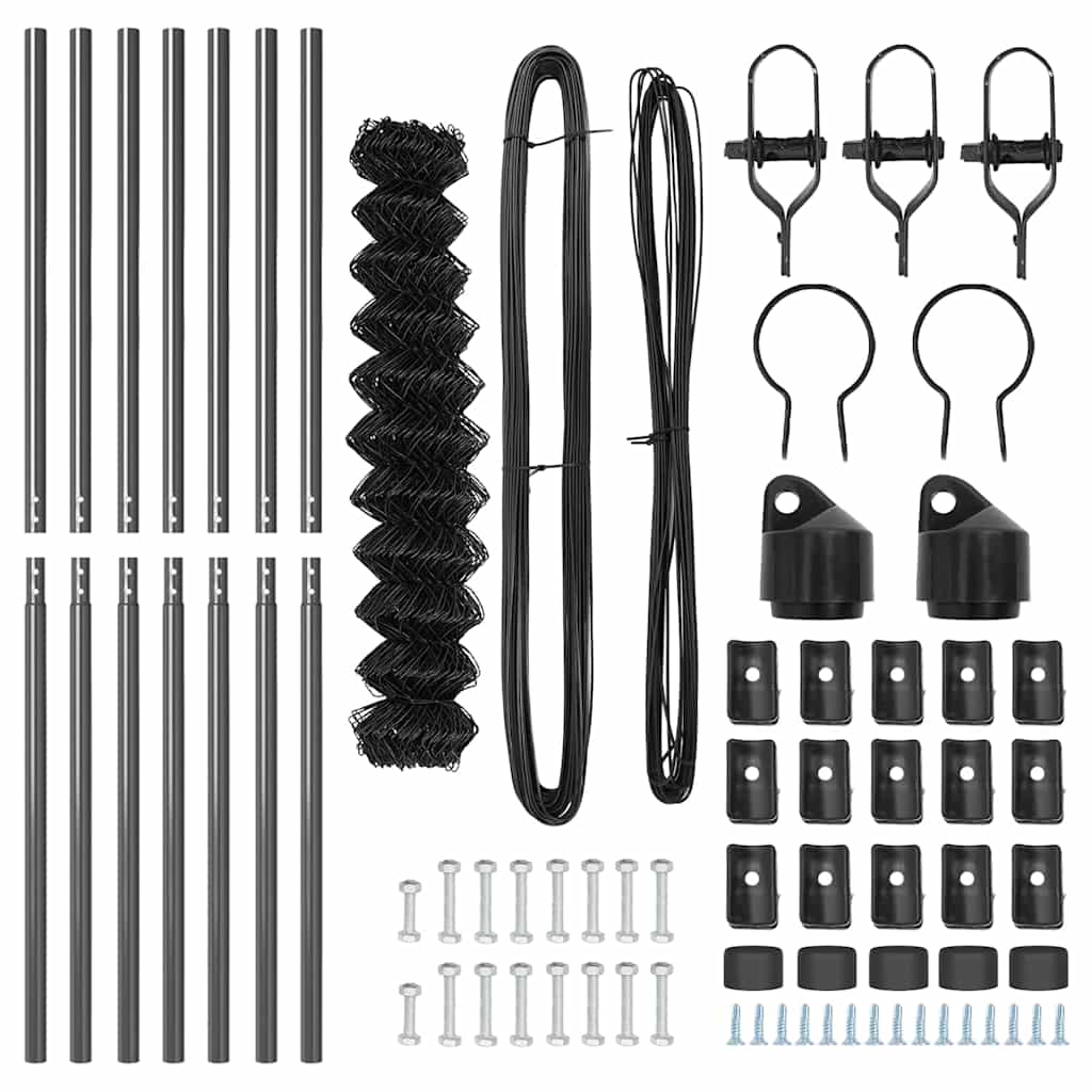 vidaXL Σετ Στύλων Φράχτη Γκρι 1.4 x 10 m Επικαλυμμένος Χάλυβας
