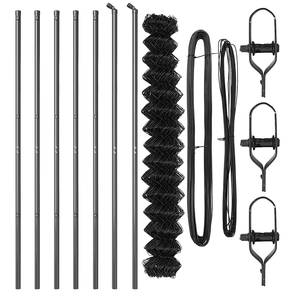 vidaXL Σετ Στύλων Φράχτη Γκρι 1.5 x 10 m Επικαλυμμένος Χάλυβας