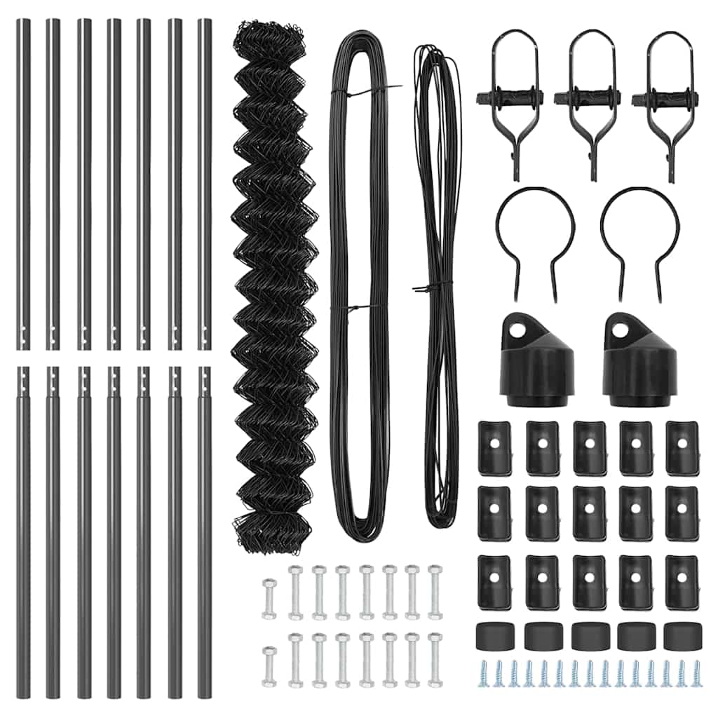 vidaXL Σετ Στύλων Φράχτη Γκρι 1.5 x 10 m Επικαλυμμένος Χάλυβας