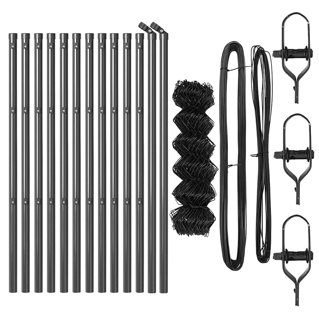 vidaXL Σετ Στύλων Φράχτη Γκρι 0.8 x 25 m Επικαλυμμένος Χάλυβας