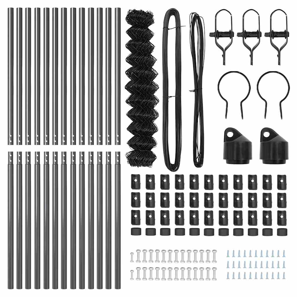 vidaXL Σετ Στύλων Φράχτη Γκρι 1.2 x 25 m Επικαλυμμένος Χάλυβας