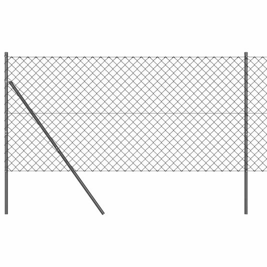 vidaXL Σετ Στύλων Φράχτη Γκρι 1.4 x 25 m Επικαλυμμένος Χάλυβας