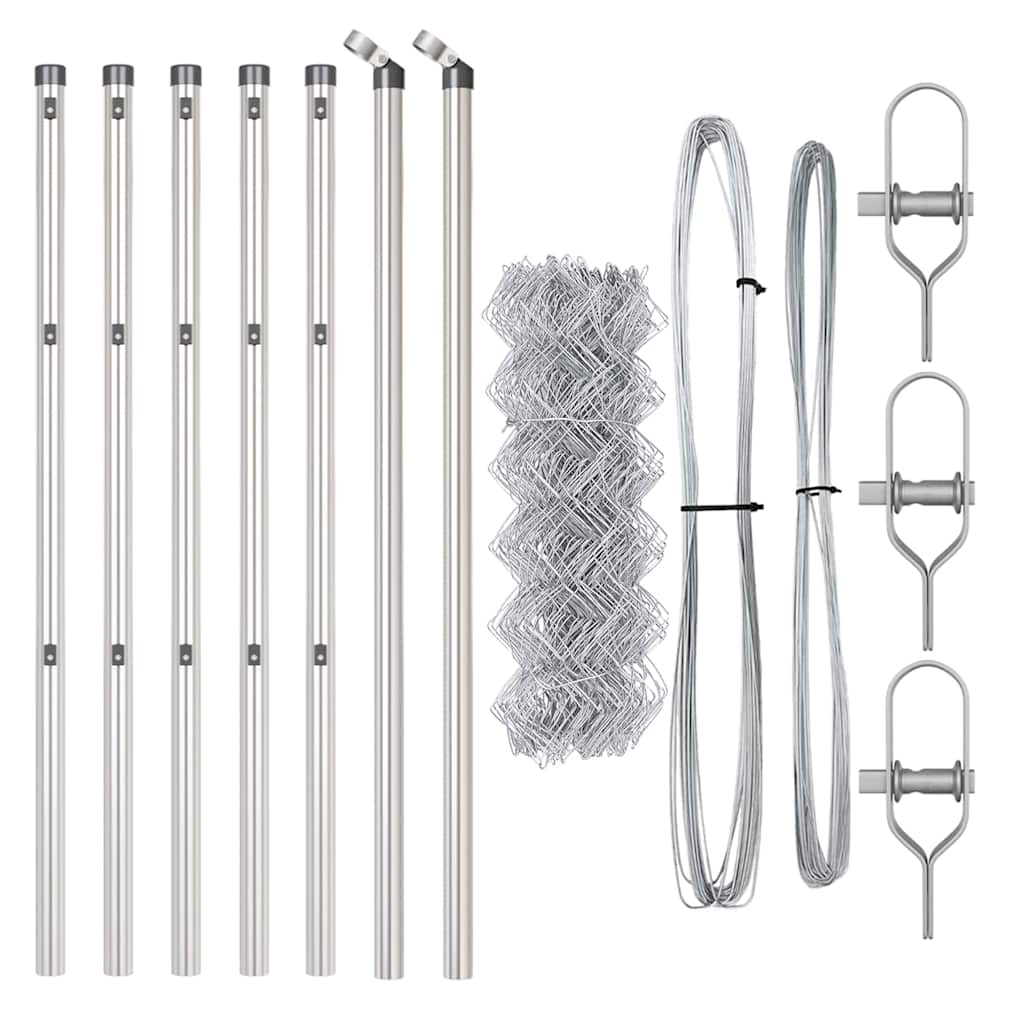 vidaXL Σετ Στύλων Φράχτη Ασημί 0.6 x 10 μ Γαλβανισμένος χάλυβας