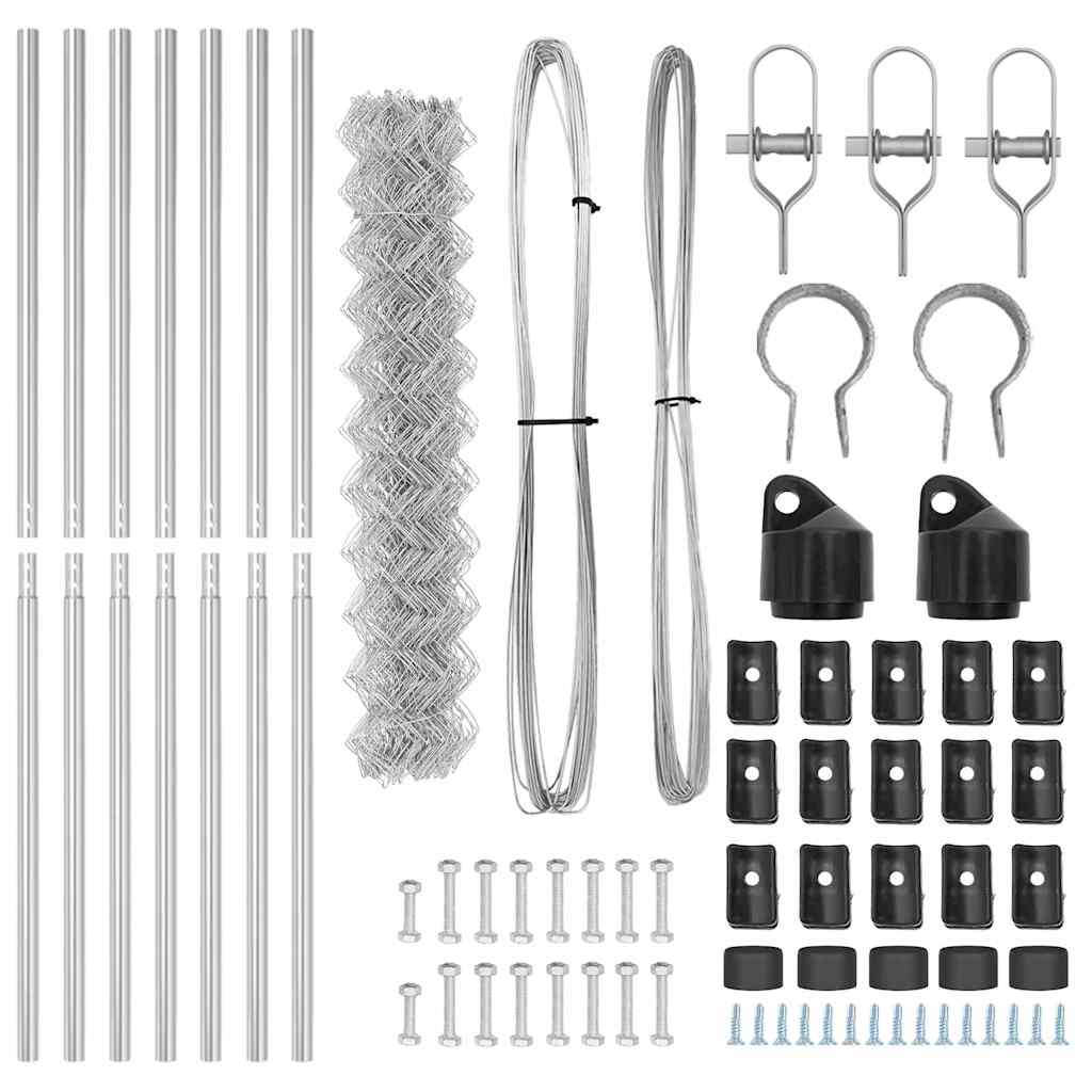 vidaXL Σετ Στύλων Φράχτη Ασημί 1 x 10 m Γαλβανισμένος χάλυβας