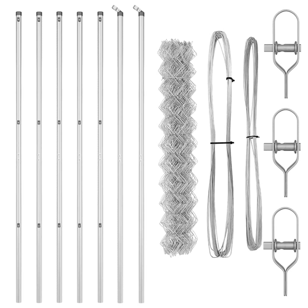 vidaXL Σετ Στύλων Φράχτη Ασημί 1.5 x 10 m Γαλβανισμένος χάλυβας