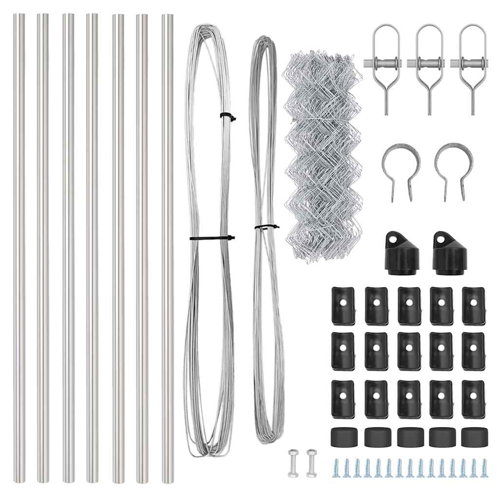 vidaXL Σετ Στύλων Φράχτη Ασημί 0.6 x 10 μ Επικαλυμμένος Χάλυβας