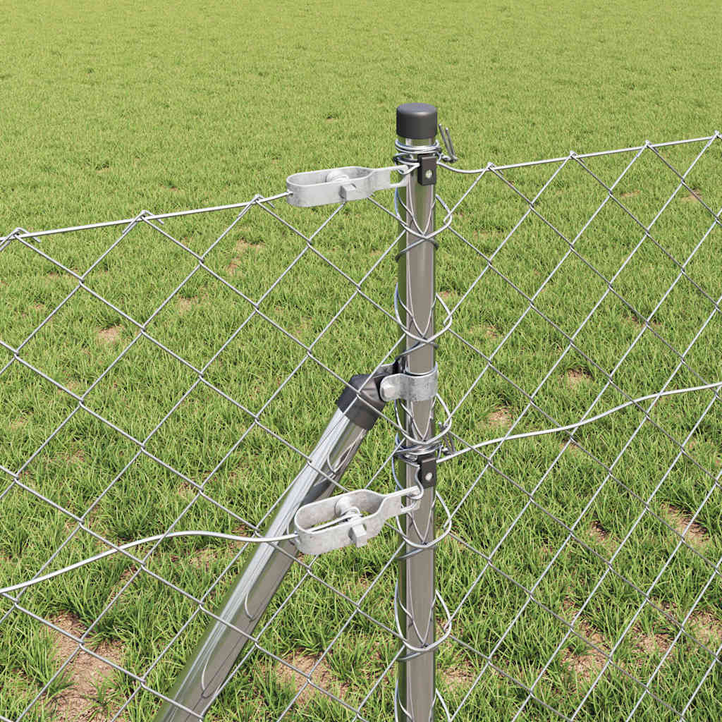 vidaXL Σετ Στύλων Φράχτη Ασημί 0.8 x 10 m Επικαλυμμένος Χάλυβας