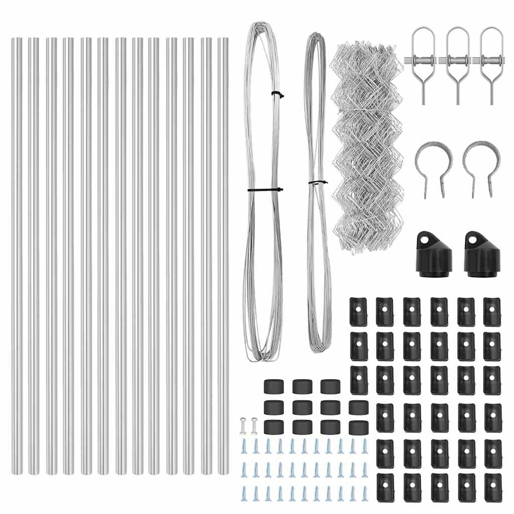 vidaXL Σετ Στύλων Φράχτη Ασημί 0.4 x 25 μ Γαλβανισμένος χάλυβας
