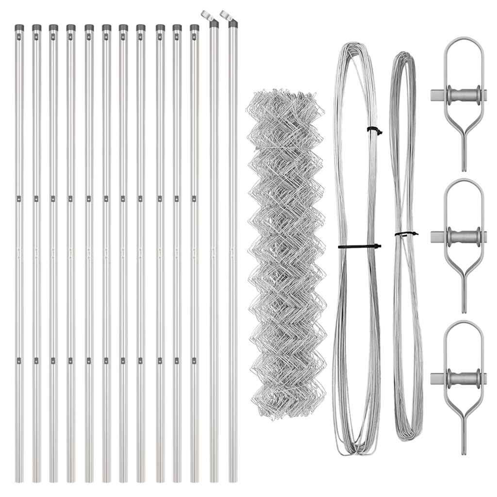 vidaXL Σετ Στύλων Φράχτη Ασημί 1.2 x 25 m Γαλβανισμένος χάλυβας