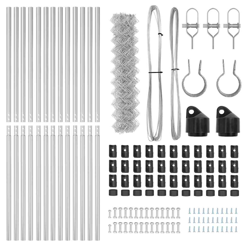 vidaXL Σετ Στύλων Φράχτη Ασημί 1.2 x 25 m Γαλβανισμένος χάλυβας
