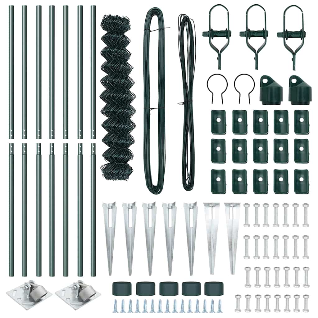 vidaXL Φράχτης αλυσίδας με στύλους Πράσινο 1.2 x 10 m