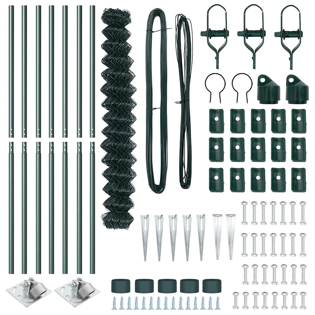 vidaXL Σετ Στύλων Φράχτη Πράσινο 1.5 x 10 m Επικαλυμμένος Χάλυβας