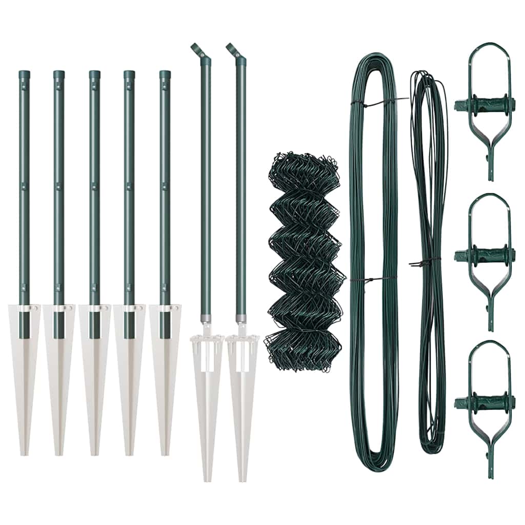 vidaXL Σετ Στύλων Φράχτη Πράσινο 0.6 x 10 μ Επικαλυμμένος Χάλυβας