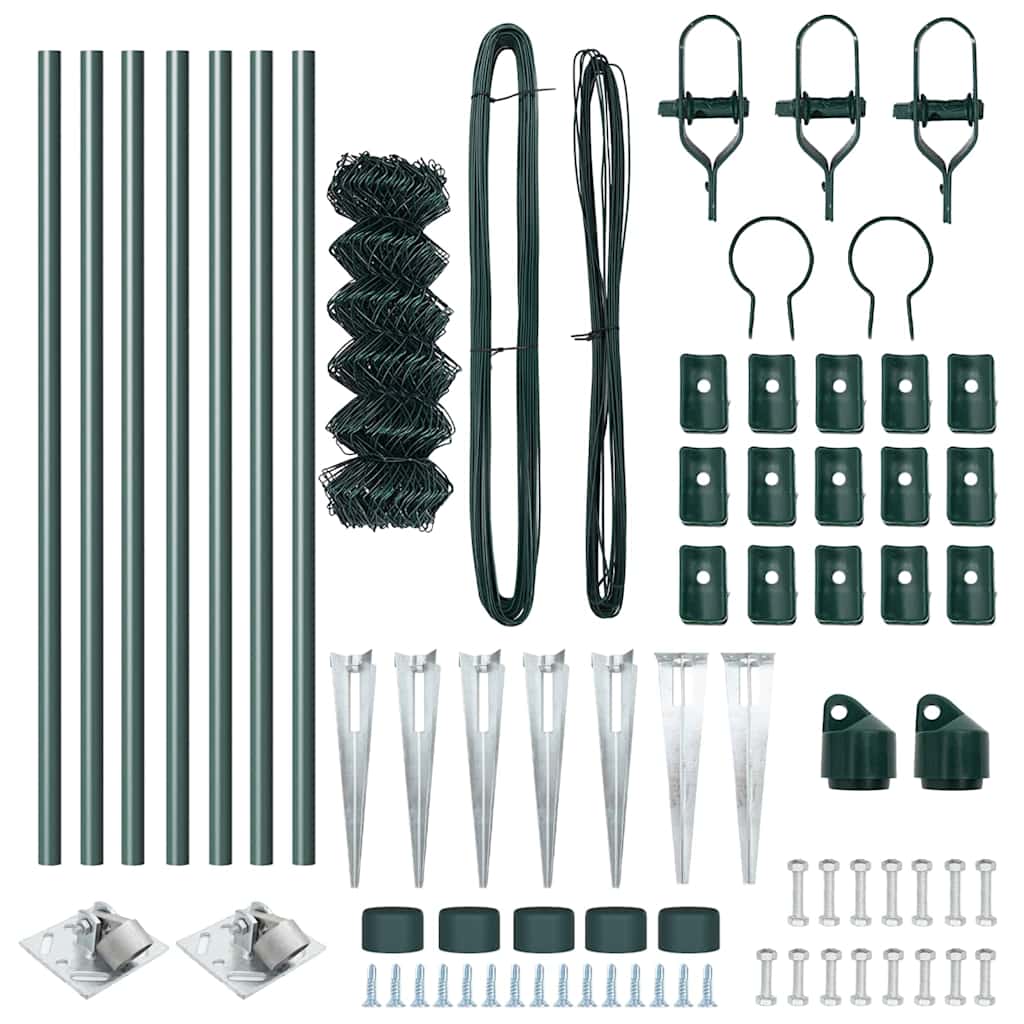 vidaXL Σετ Στύλων Φράχτη Πράσινο 0.6 x 10 μ Επικαλυμμένος Χάλυβας