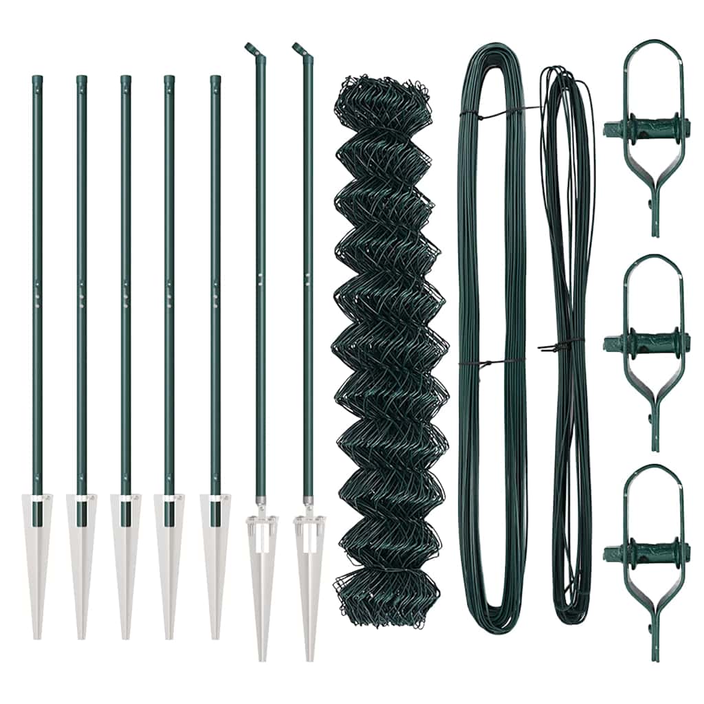 vidaXL Σετ Στύλων Φράχτη Πράσινο 1.4 x 10 m Επικαλυμμένος Χάλυβας