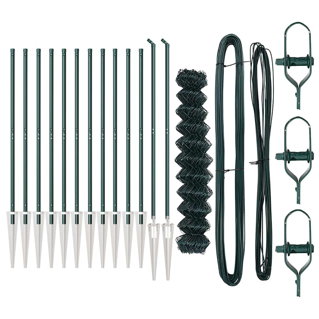 vidaXL Σετ Στύλων Φράχτη Πράσινο 1.2 x 25 m Επικαλυμμένος Χάλυβας