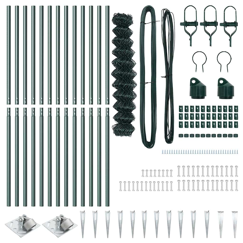 vidaXL Σετ Στύλων Φράχτη Πράσινο 1.4 x 25 m