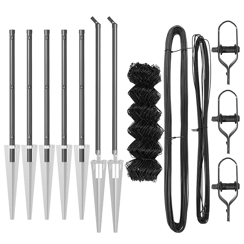 vidaXL Σετ Στύλων Φράχτη Γκρι 0.8 x 10 m Επικαλυμμένος Χάλυβας