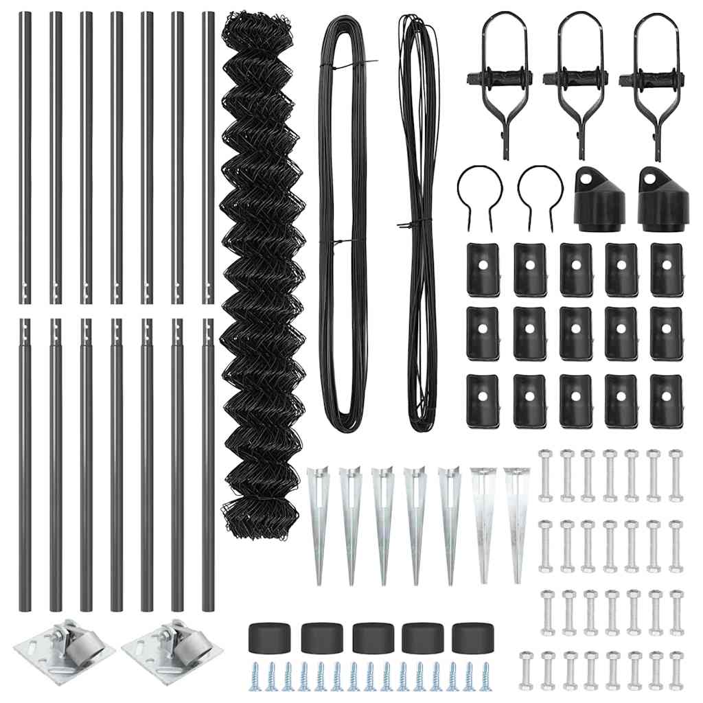 vidaXL Σετ Στύλων Φράχτη Γκρι 1.6 x 10 m Επικαλυμμένος Χάλυβας