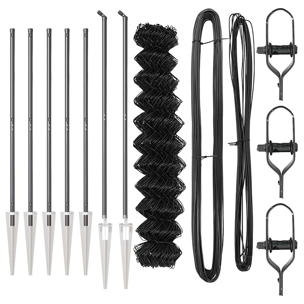 vidaXL Σετ Στύλων Φράχτη Γκρι 1.2 x 10 m Επικαλυμμένος Χάλυβας