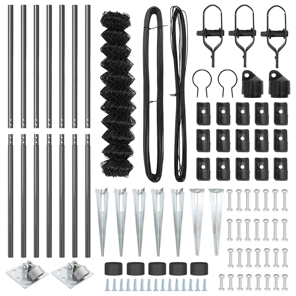 vidaXL Φράχτης από αλυσίδα με στήλες Γκρι 1.4 x 10 m Ατσάλι