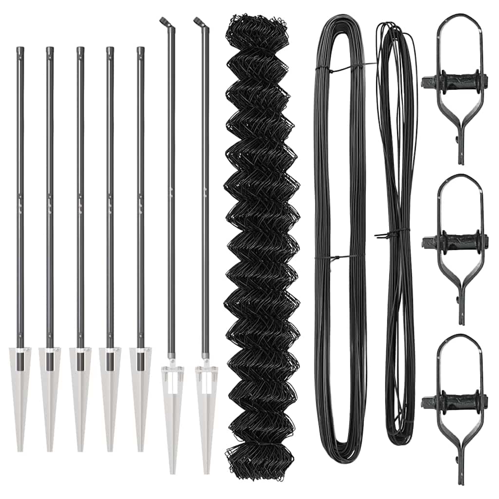 vidaXL Φράχτης από αλυσίδα με στήλες Γκρι 1.6 x 10 m Ατσάλι