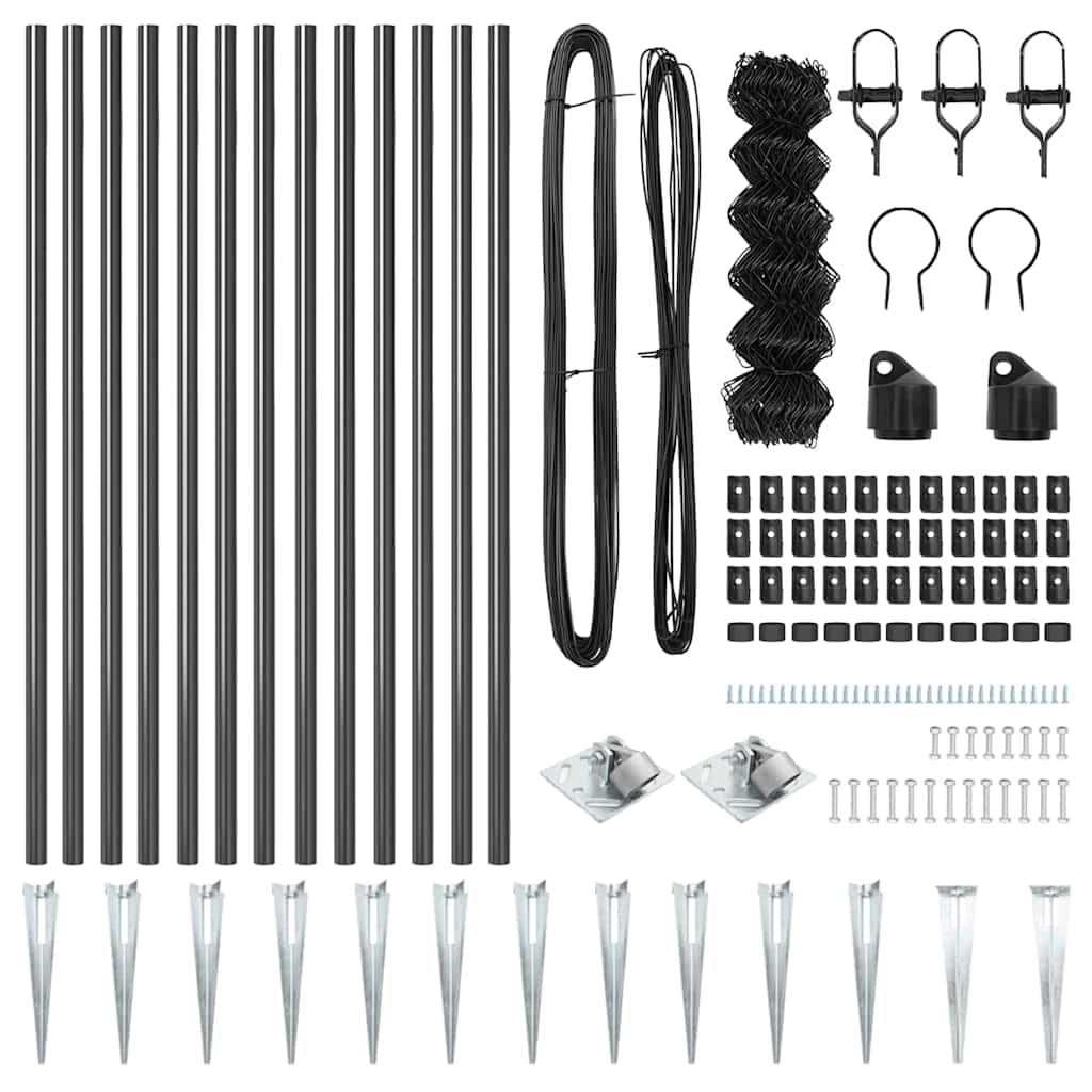 vidaXL Φράχτης από αλυσίδα με στήλες Γκρι 0.4 x 25 μ Ατσάλι