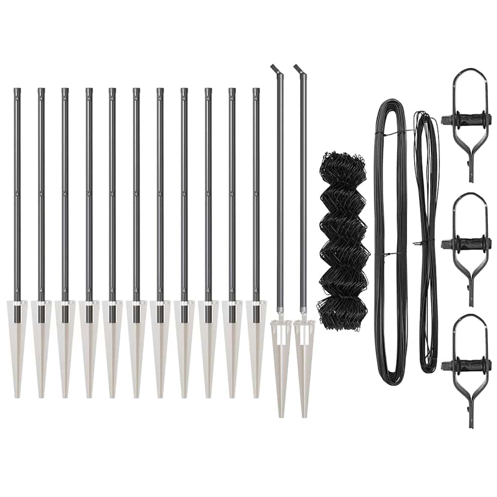 vidaXL Φράχτης από αλυσίδα με στήλες Γκρι 0.6 x 25 μ Ατσάλι