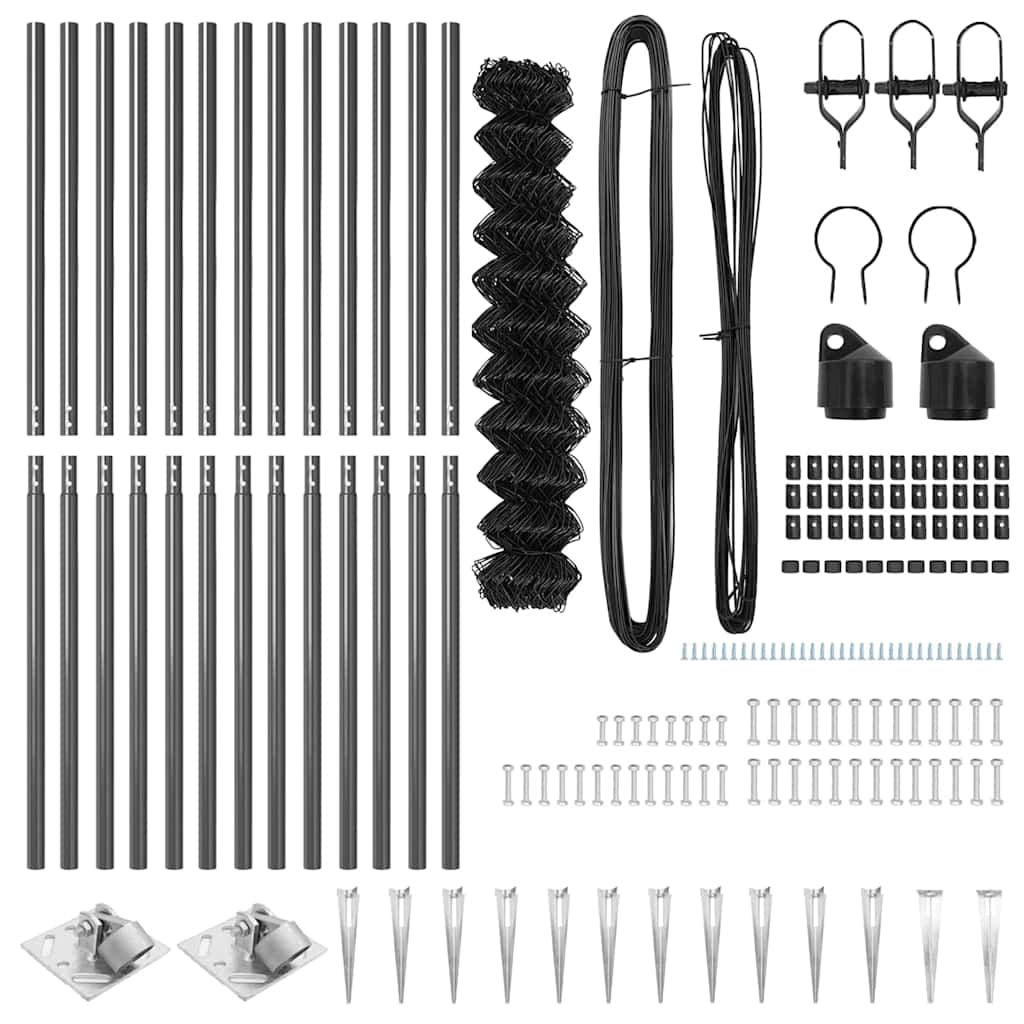 vidaXL Φράχτης από αλυσίδα με στήλες Γκρι 1.2 x 25 m Ατσάλι