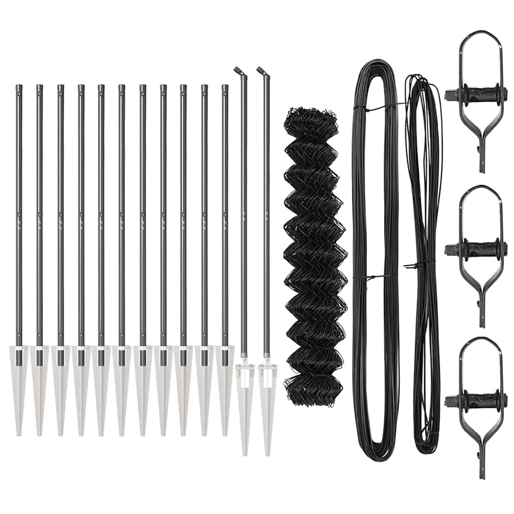 vidaXL Φράχτης από αλυσίδα με στήλες Γκρι 1.4 x 25 m Ατσάλι