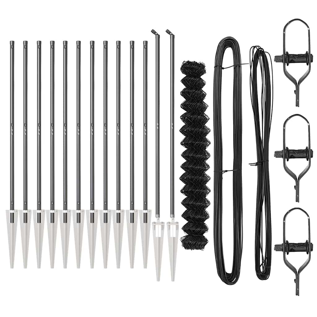 vidaXL Φράχτης από αλυσίδα με στήλες Γκρι 1.6 x 25 m Ατσάλι