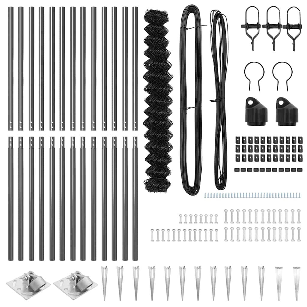vidaXL Φράχτης από αλυσίδα με στήλες Γκρι 1.6 x 25 m Ατσάλι