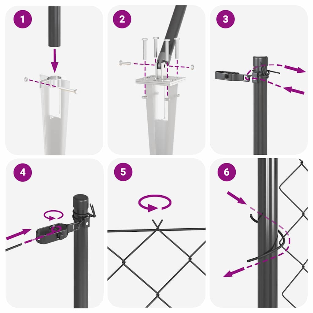 vidaXL Φράχτης από αλυσίδα με στήλες Γκρι 1.6 x 25 m Ατσάλι