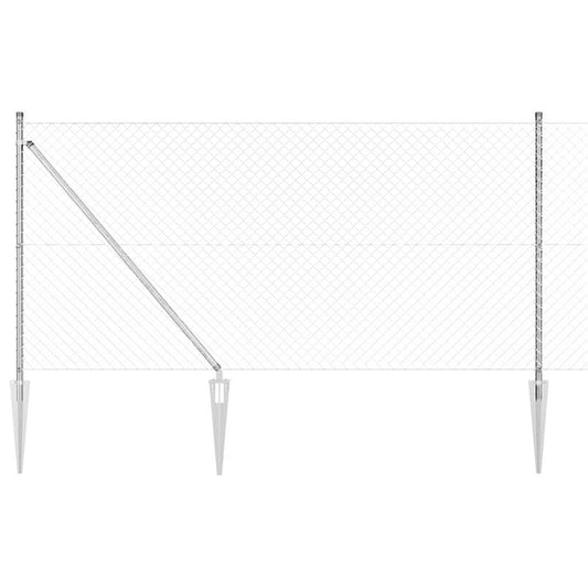 vidaXL Φράχτης από αλυσίδα με στήλες Ασημί 1 x 10 m Ατσάλι