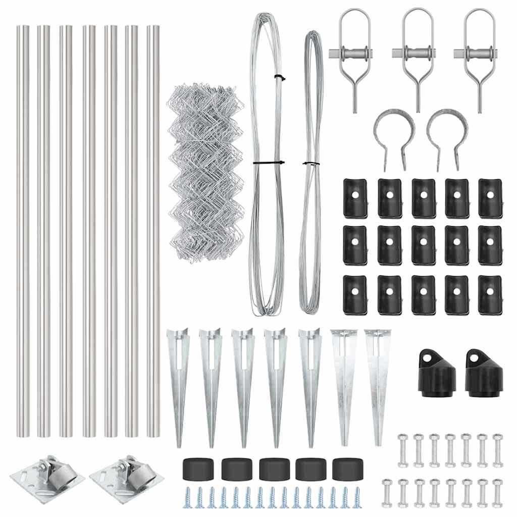 vidaXL Φράχτης από αλυσίδα με στήλες Ασημί 0.4 x 10 μ Ατσάλι