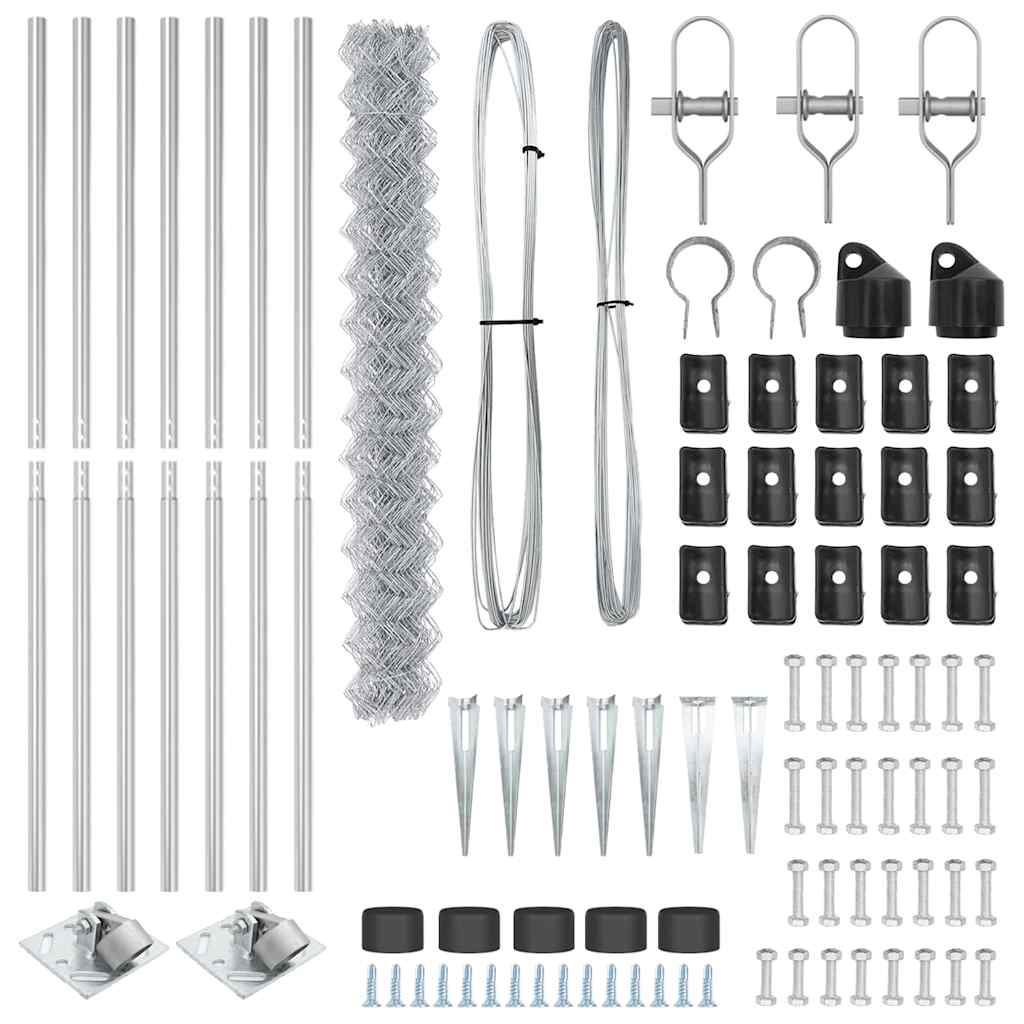 vidaXL Φράχτης από αλυσίδα με στήλες Ασημί 1.6 x 10 m Ατσάλι