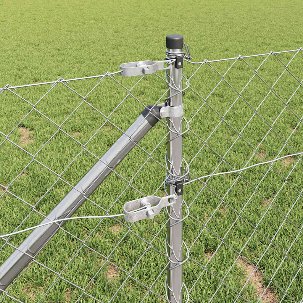 vidaXL Σετ Στύλων Φράχτη Ασημί 25 x 0.8 μ Γαλβανισμένος χάλυβας