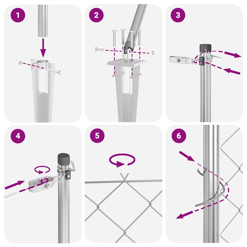 vidaXL Φράχτης από αλυσίδα με στήλες Ασημί 1.2 x 25 m Ατσάλι