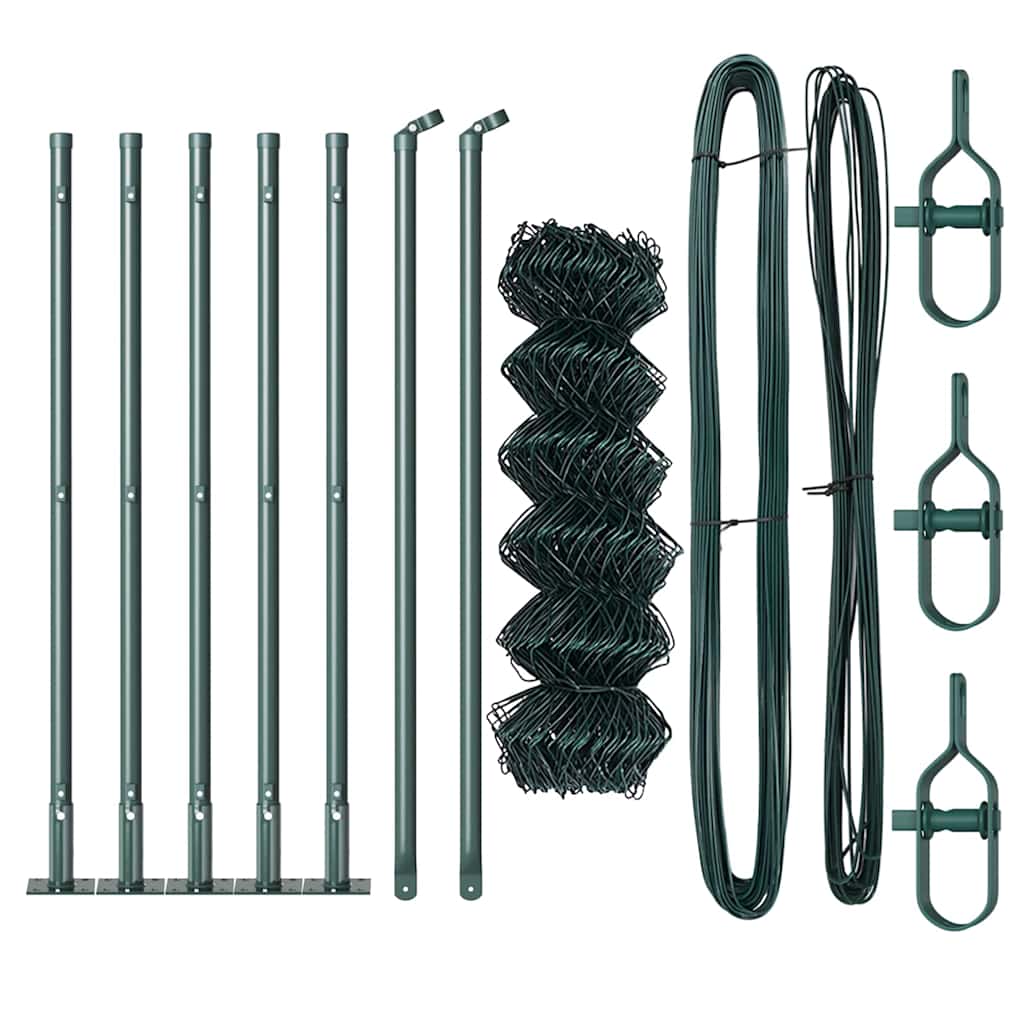 vidaXL Φράχτης από αλυσίδα με στήλες Πράσινο 0.4 x 10 μ Ατσάλι