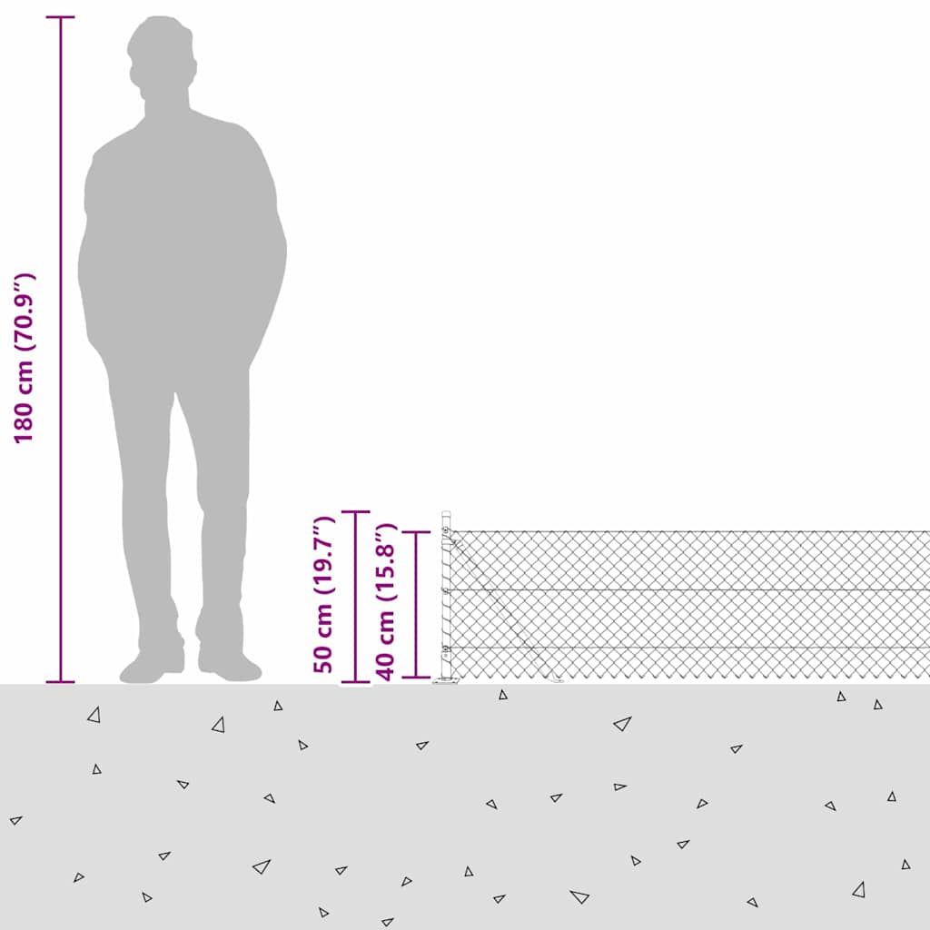 vidaXL Φράχτης από αλυσίδα με στήλες Πράσινο 0.4 x 10 μ Ατσάλι