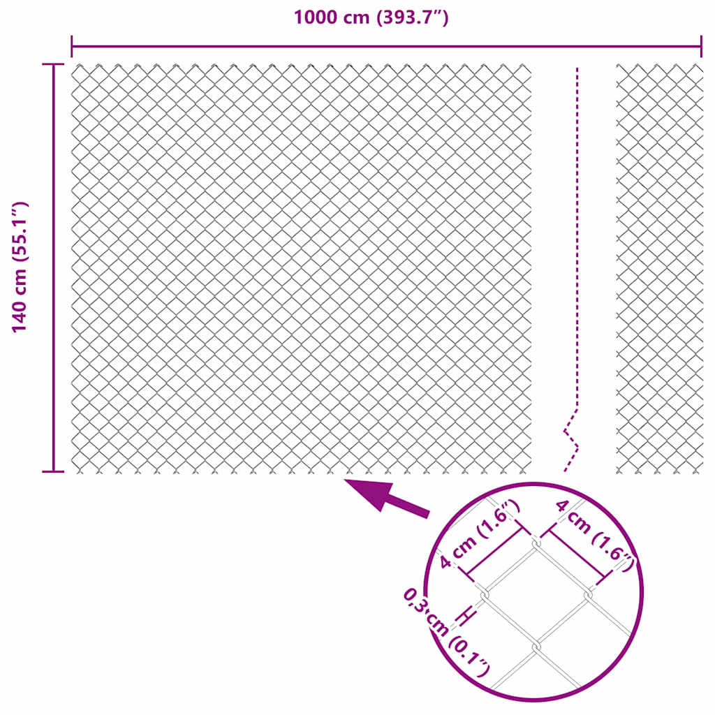 vidaXL Φράχτης από αλυσίδα με στήλες Πράσινο 1.4 x 10 m Ατσάλι