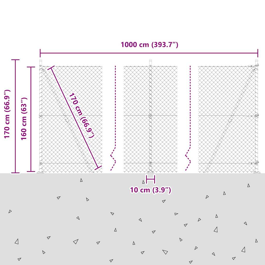 vidaXL Φράχτης από αλυσίδα με στήλες Πράσινο 1.6 x 10 m Ατσάλι