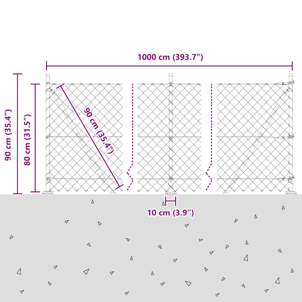 vidaXL Σετ Στύλων Φράχτη Ασημί 10 x 0.8 μ Επικαλυμμένος Χάλυβας