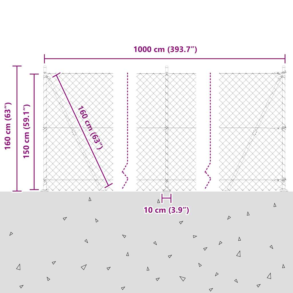 vidaXL Σετ Στύλων Φράχτη Ασημί 10 x 1.5 m Επικαλυμμένος Χάλυβας